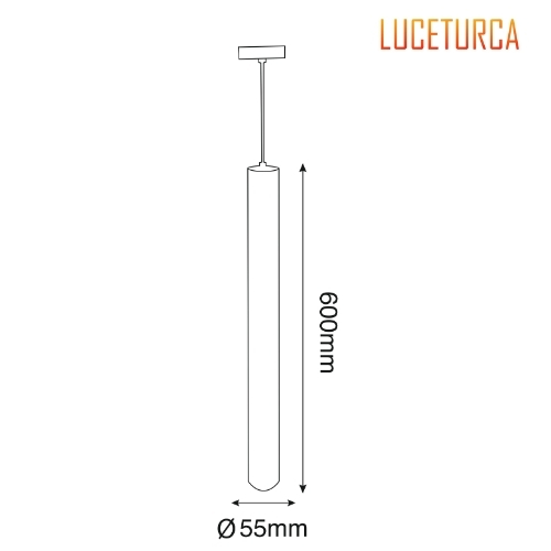 Luceturca DRS-1001 İnce Silindir Siyah Dekoratif Sarkıt Aydınlatma - Ø55mm