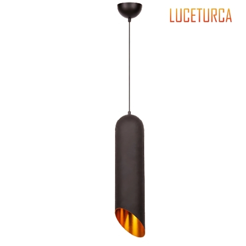 Luceturca DSR-1000 Silindir Formlu Dekoratif Sarkıt Avize - Siyah & Gold (Ø10cm)