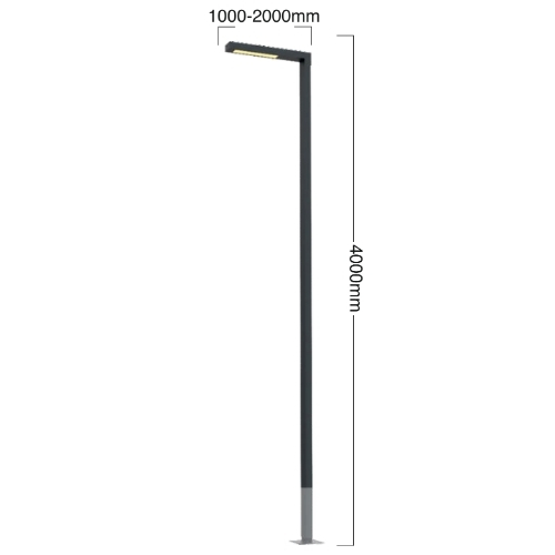 Luceturca OA-1092 Modern LED Aydınlatma Direği – 4 Metre Gövde, 1-2 Metre Konsol, Dış Mekân Mimari Armatür