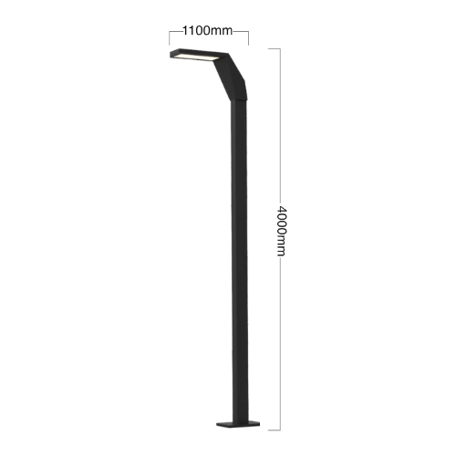 Luceturca OA-1093 Modern LED Peyzaj Aydınlatma Direği – 4 Metre, 1100mm Konsol, Mimari Dış Mekân Armatür