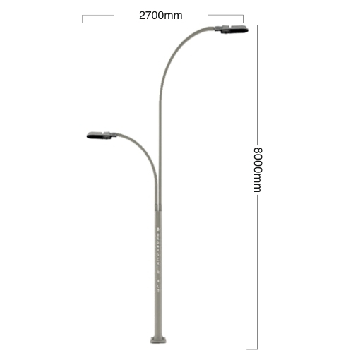 Luceturca Çift Kollu Kavisli LED Aydınlatma Direği - 8 Metre OA-1098