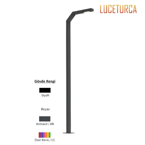 Luceturca OA-1101 Modern LED Aydınlatma Direği – 160 cm Başlık, 400/600 cm Yükseklik Seçenekli