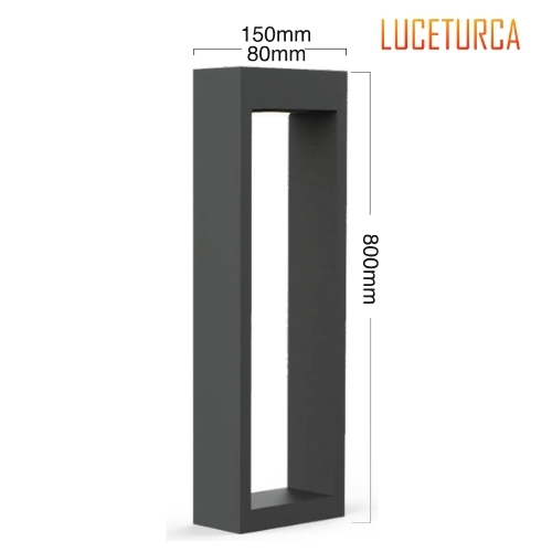 Luceturca OA-1108 Modern Dikdörtgen LED Bahçe Aplik Direği – 800 mm Yükseklik